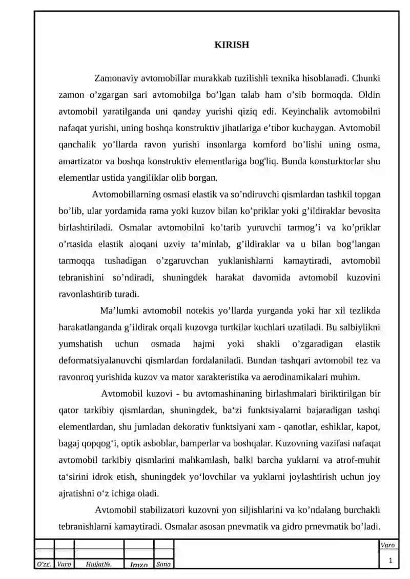 Zamonaviy avtomobillar osmasi 2