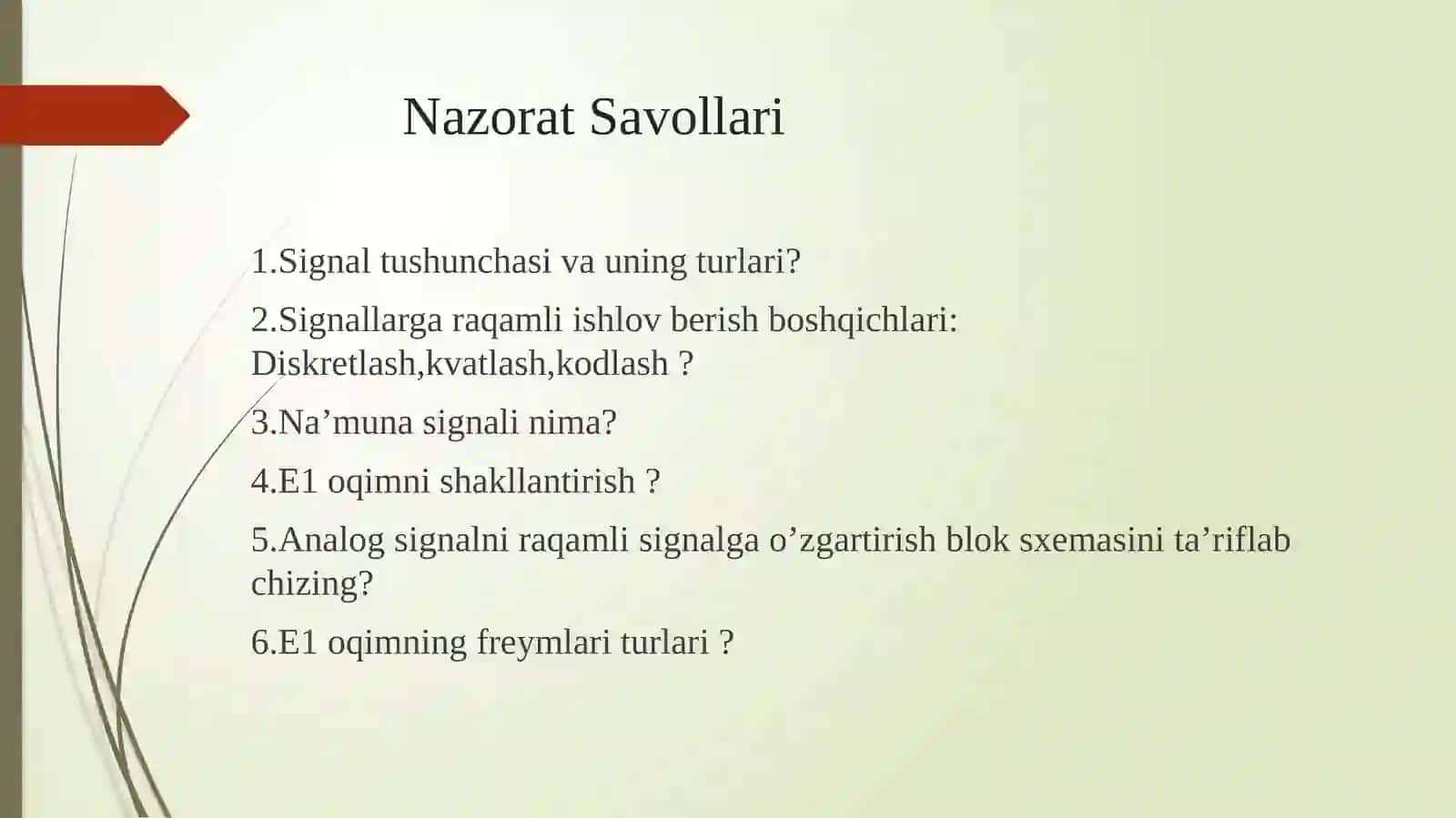 E1 raqamli oqimni shakllantirish tamoyillarini o'rganish 2