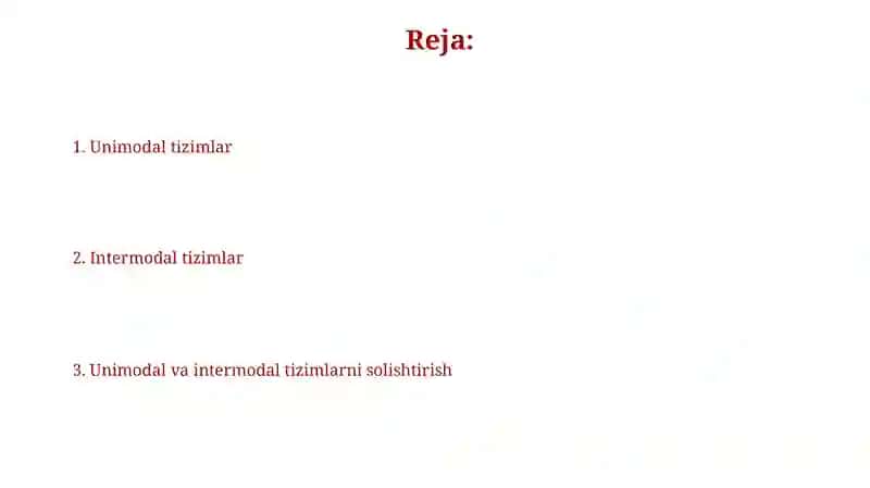 Unimodal va Intermodal yetkazib berish tizimi 2