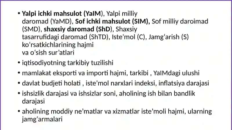 ASOSIY MAKROIQTISODIY KO‘RSATKICHLAR 2