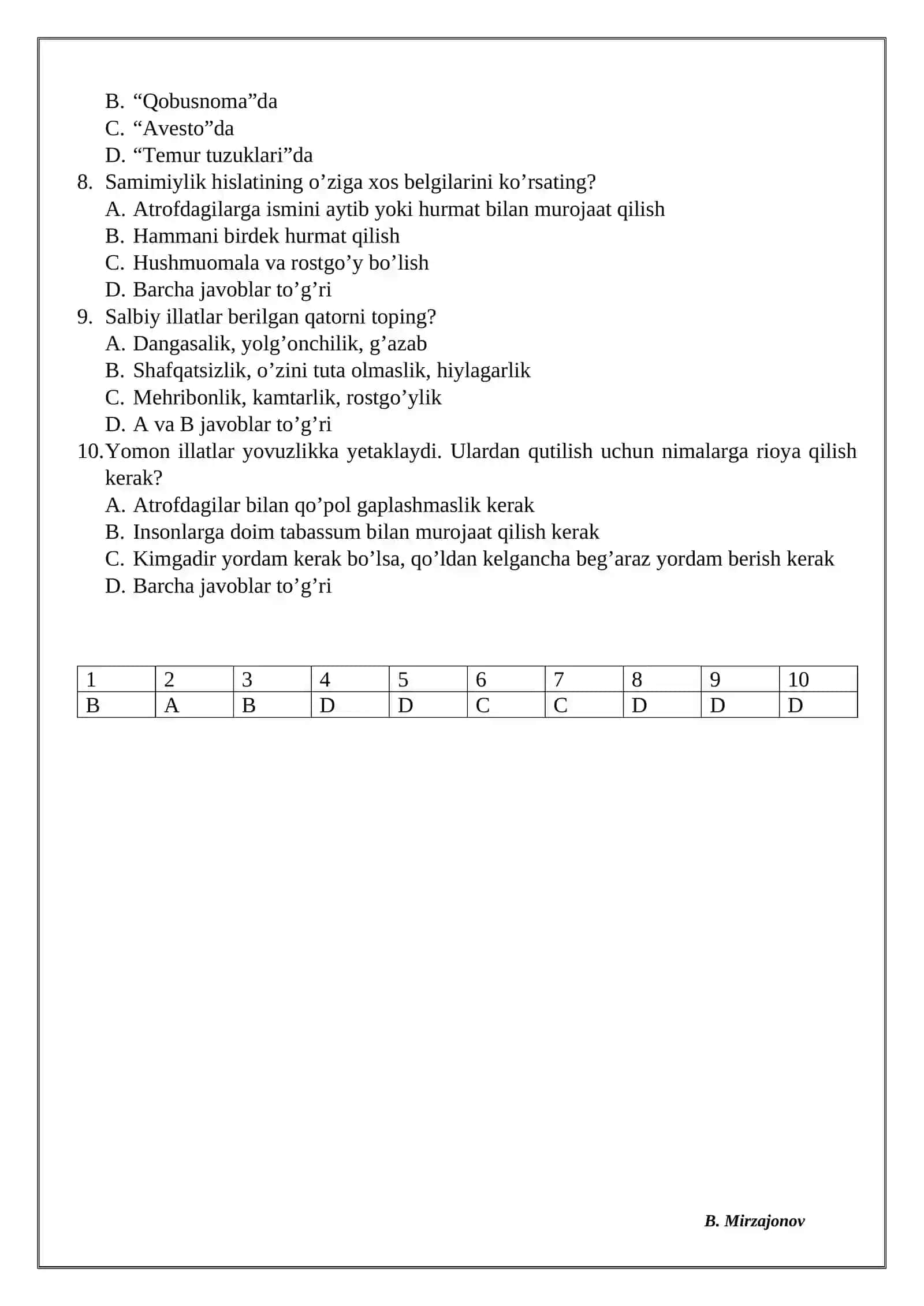 1-2-mavzu. Men “Oltin qoida” bo’yicha yashayman 2