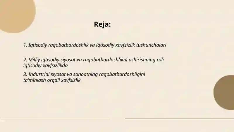 Iqtisodiyotning rakobatbardoshligini oshirish iqtisodiy xavfsizlikni ta'minlash omili 2