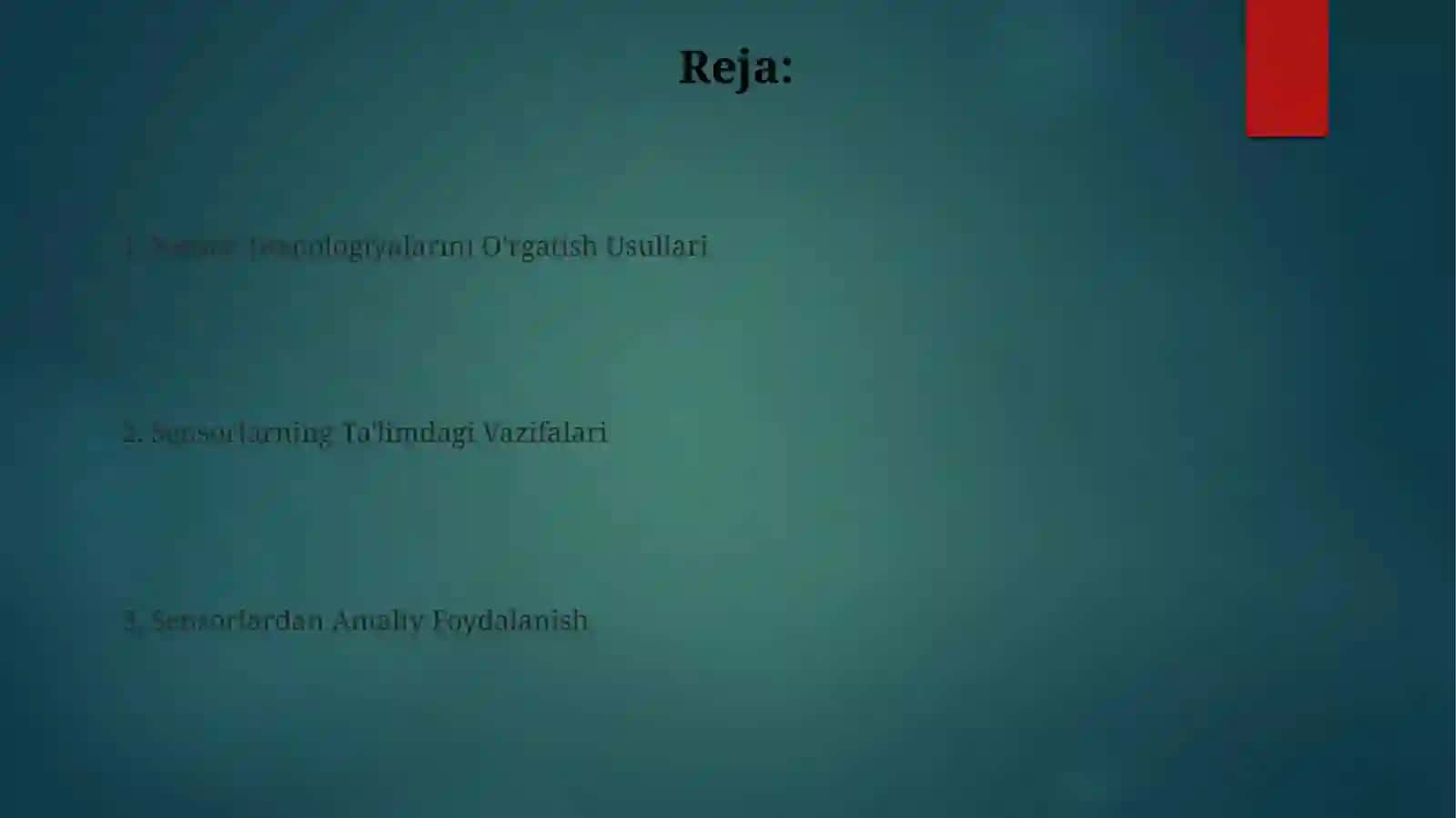 Sensor tarbiya vazifalari 2