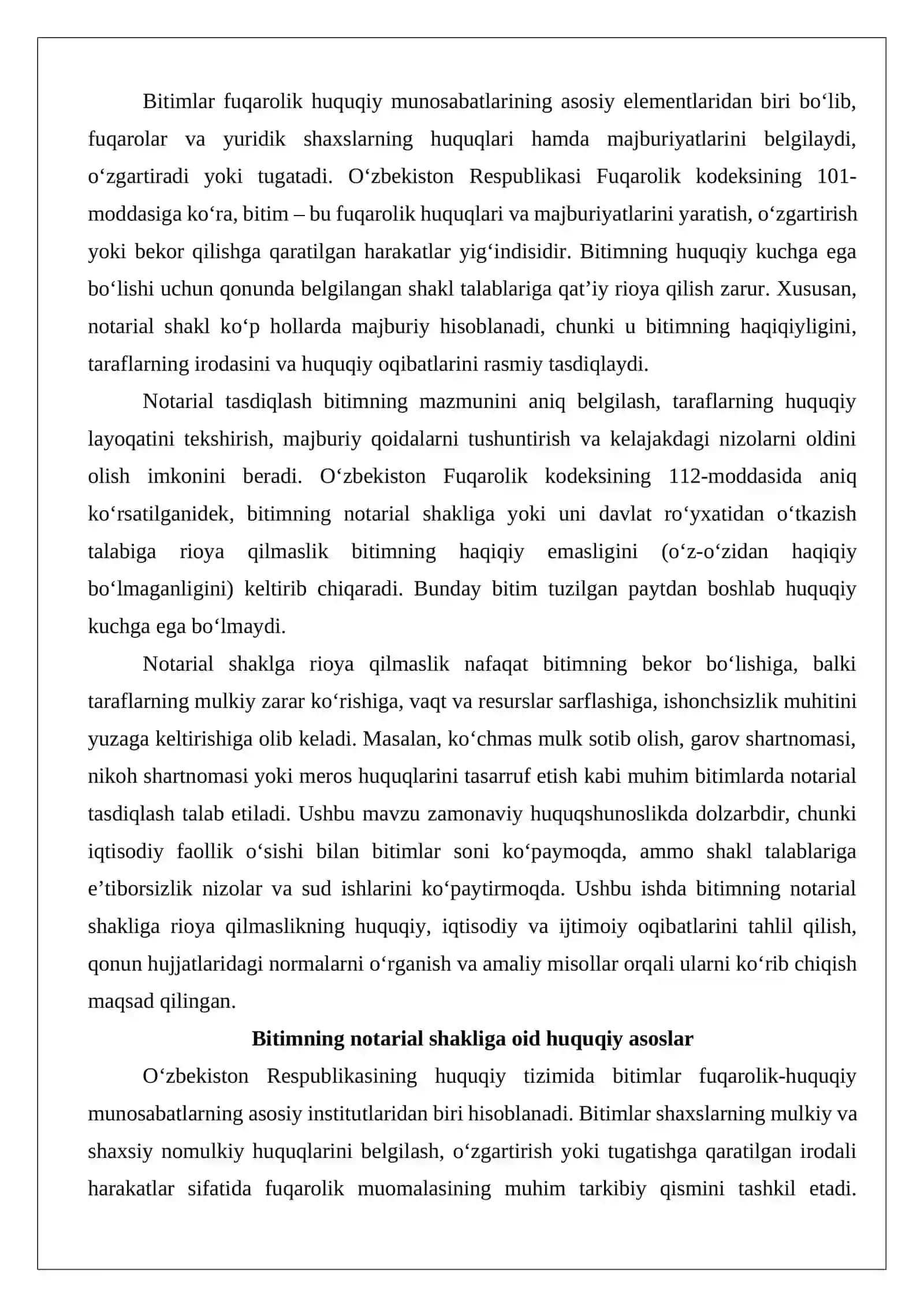 Bitimning notarial shakliga rioya qilmaslikning oqibatlari 2