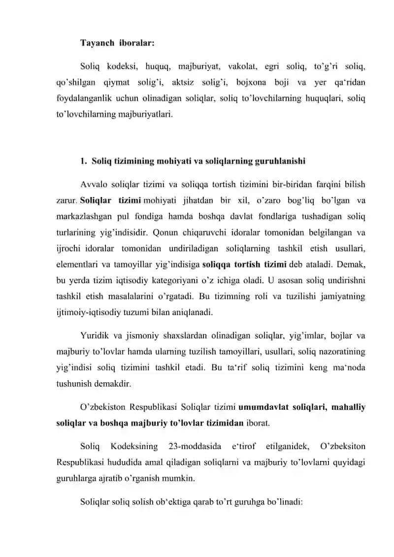 Davlat soliq qoʻmitasining huquqlari va majburiyatlari 2