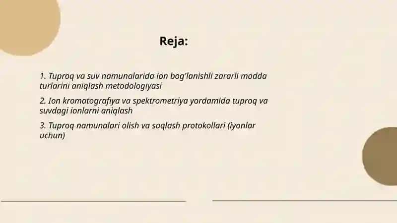Tuproq va suvning ifloslanishida ion bog'lanishli birikmalarni aniqlab,ulardan tozalash usulini ishlab chiqish 2