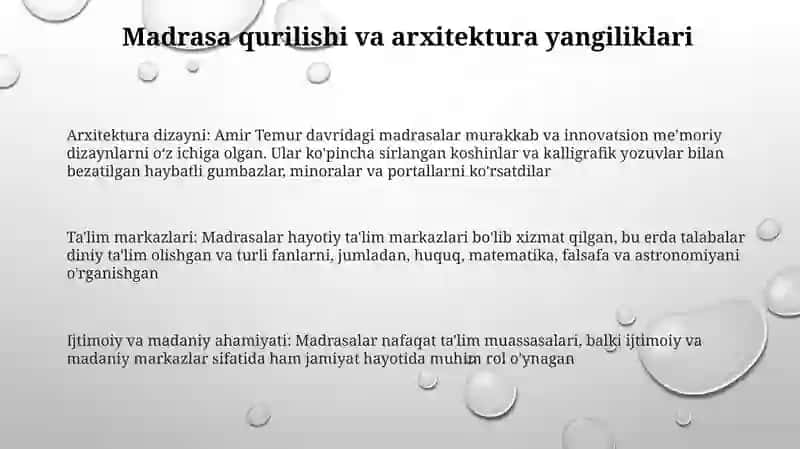 Amir Temur Va Temuriylar Davrida Maktab VaMadrasalar 2