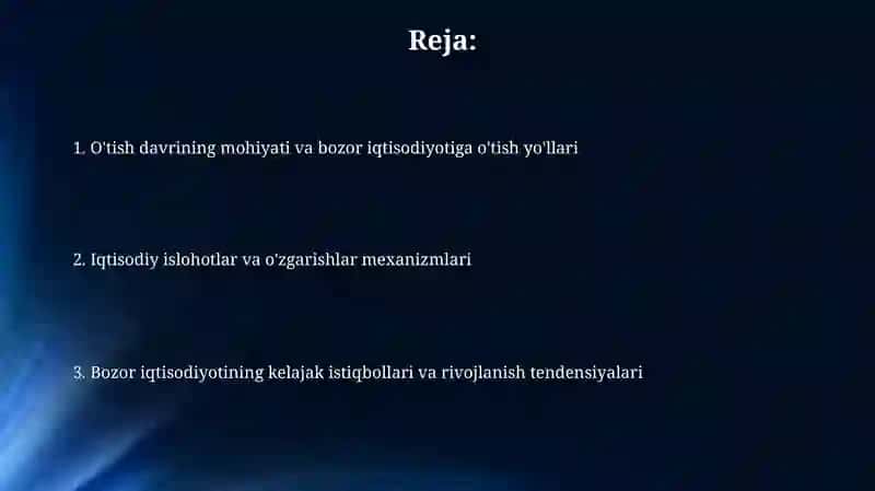 O'tish davrining mohiyati va bozor iqtisodiyotiga o'tish yo'llari 2