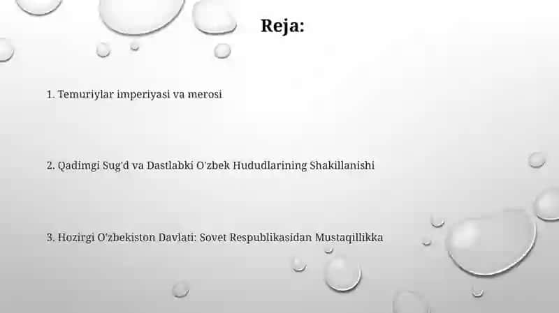 Oʻzbek davlatchiligi tarixi va taraqqiyoti 2