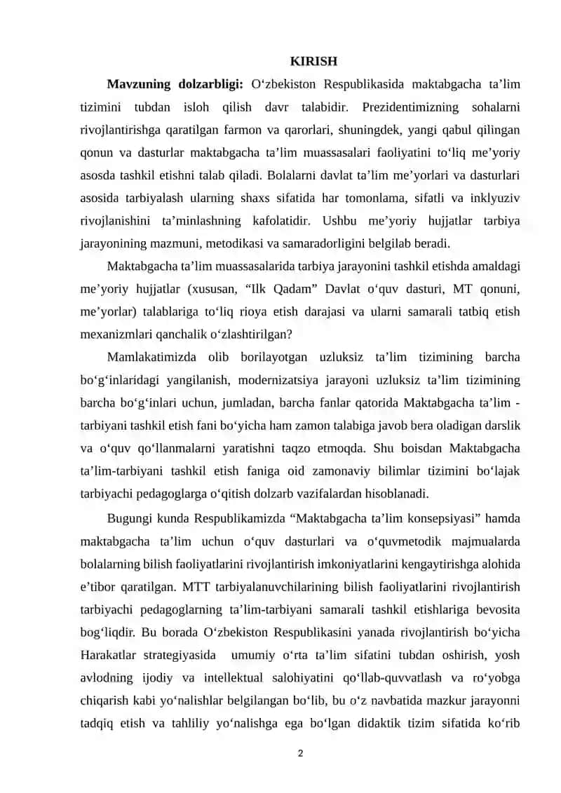 MAKTABGACHA TA’LIM ME’YORIY HUJJATLARI ASOSIDA BOLALARNI TARBIYALASH 2