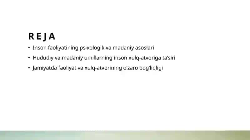 Inson faoliyatining psixologik va madaniy asoslari 2