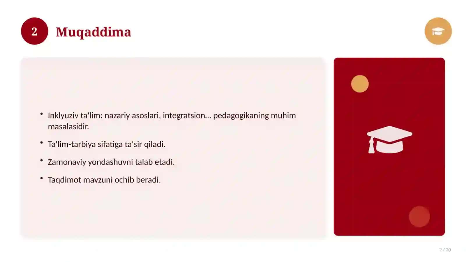 Inklyuziv ta'lim: nazariy asoslari, integratsion yondashuvda (Kurs ishi) 2