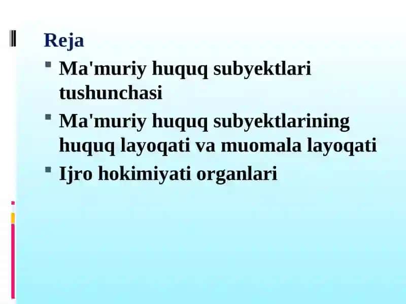 Ma'muriy huquq subyektlari 2