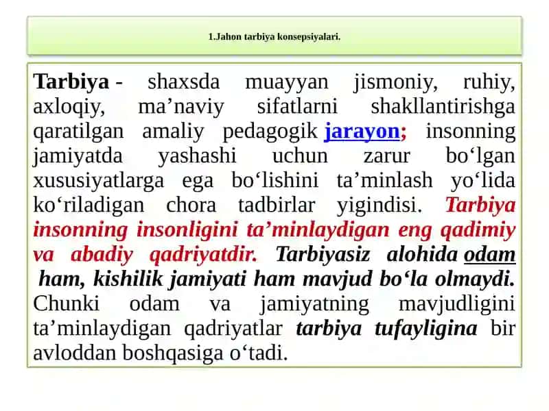 Jahon tarbiya konsepsiyasi 2
