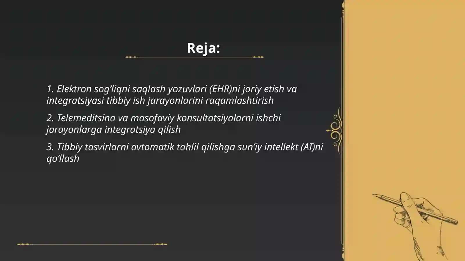 Tibbiyotda ishchi o‘rinlarni raqamlashtirish va tibbiy masalalarni yechishda axborot texnologiyalari 2