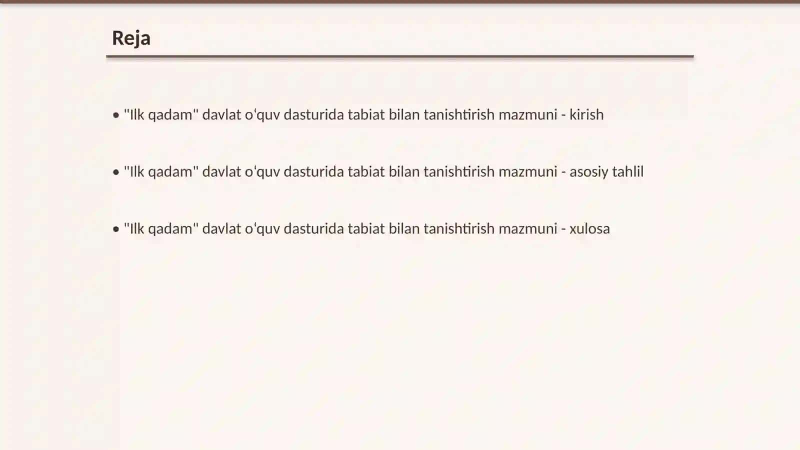 "Ilk qadam" davlat o‘quv dasturida tabiat bilan tanishtirish mazmuni 2