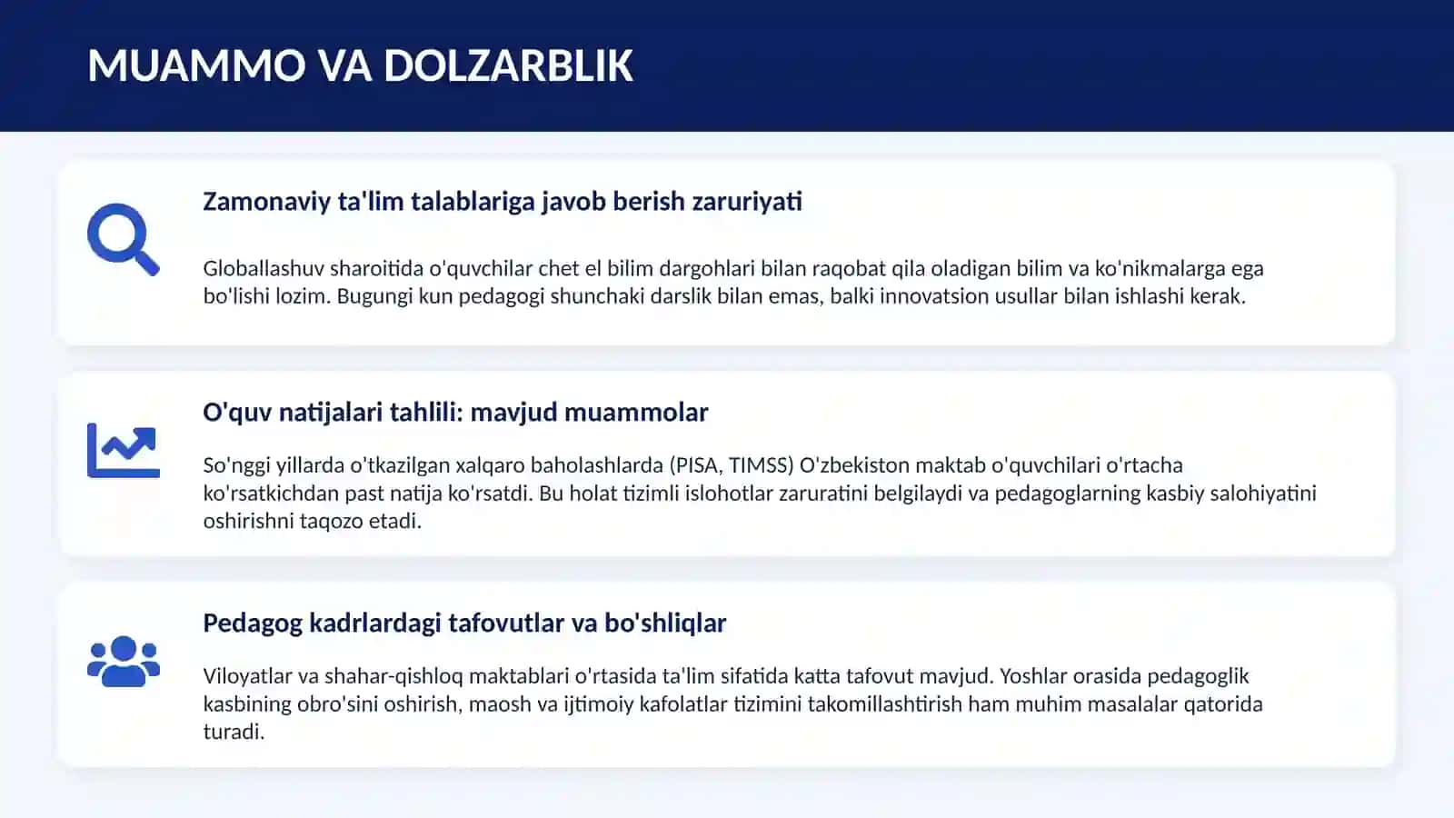 MAKTABLARDA TA'LIM SIFATINI OSHIRISH 2