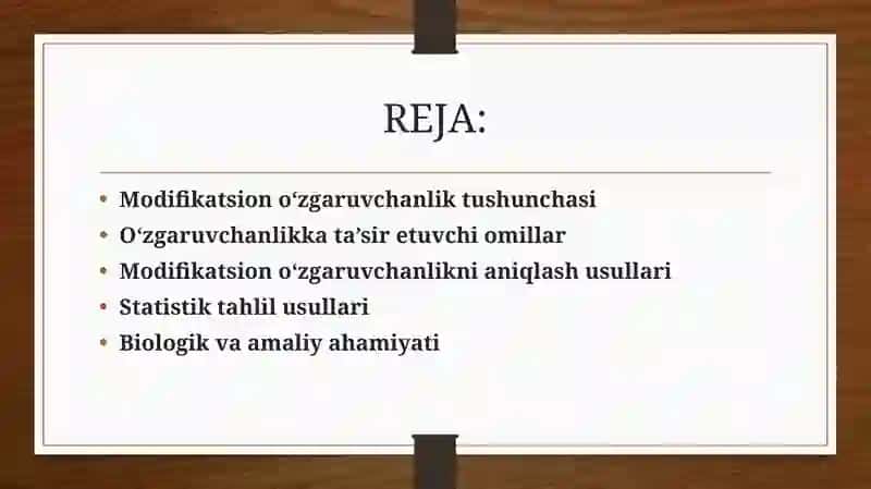 Modifikatsion o‘zgaruvchanlik va uni statistik usullari 2