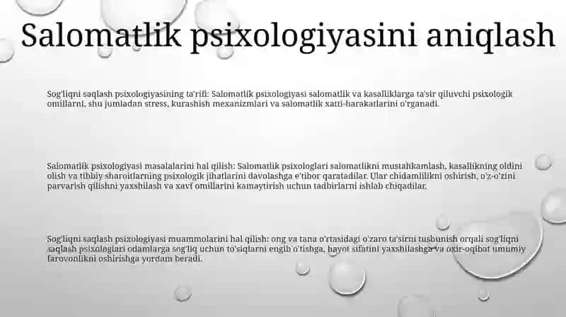 Salomatlik Psixologiyasi Muammolarini Hal Qilish 2