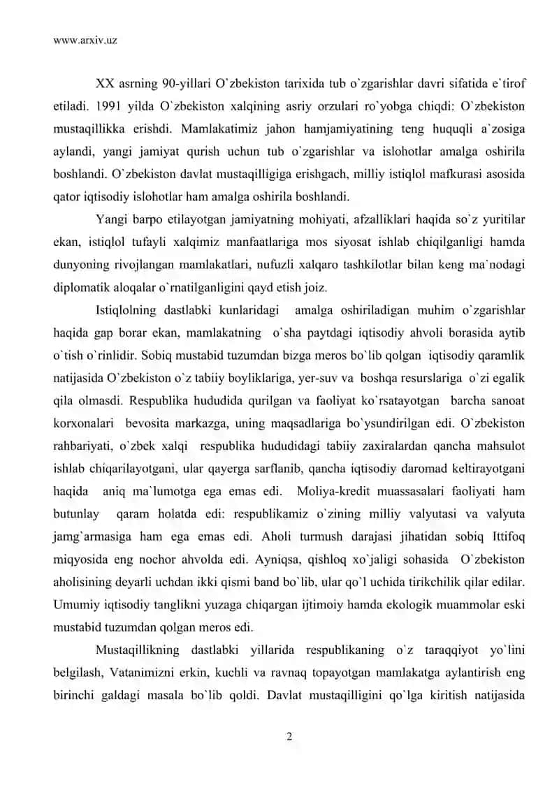 O`zbekistonning mustaqilligi 2