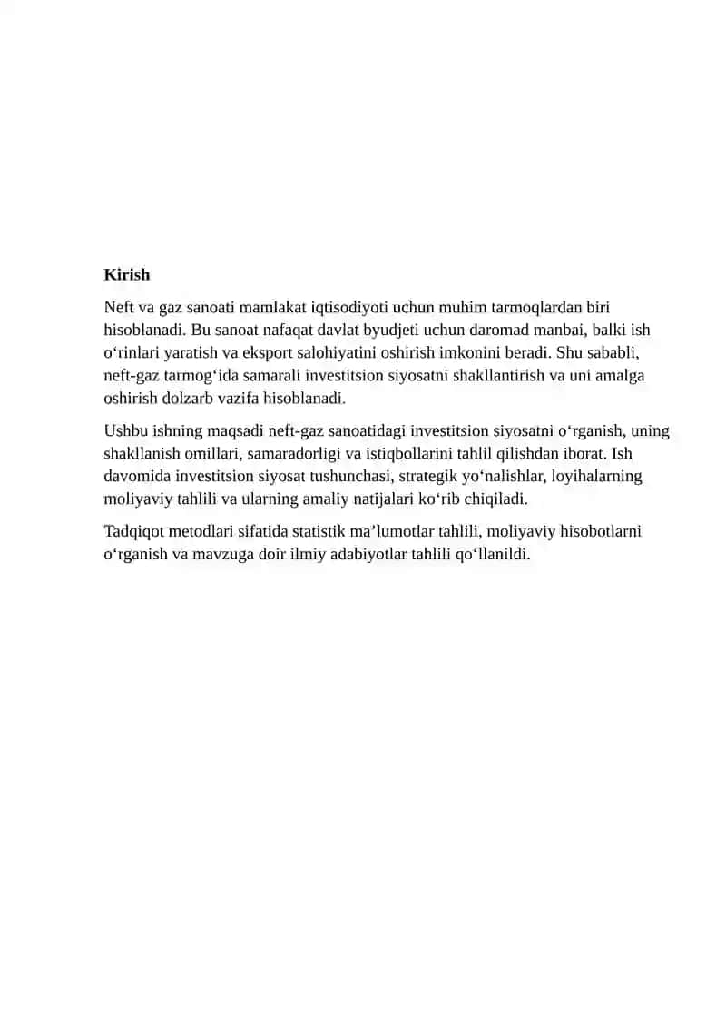 Neft va gaz sanoatida investitsion siyosat 2