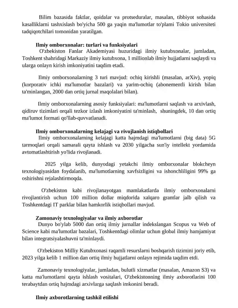 Ekspert tizimlari va ilmiy adabiyotlar boshqarish 2