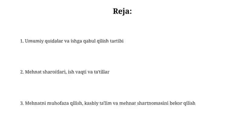 Xodimlar mehnatini huquqiy tartibga solish 2