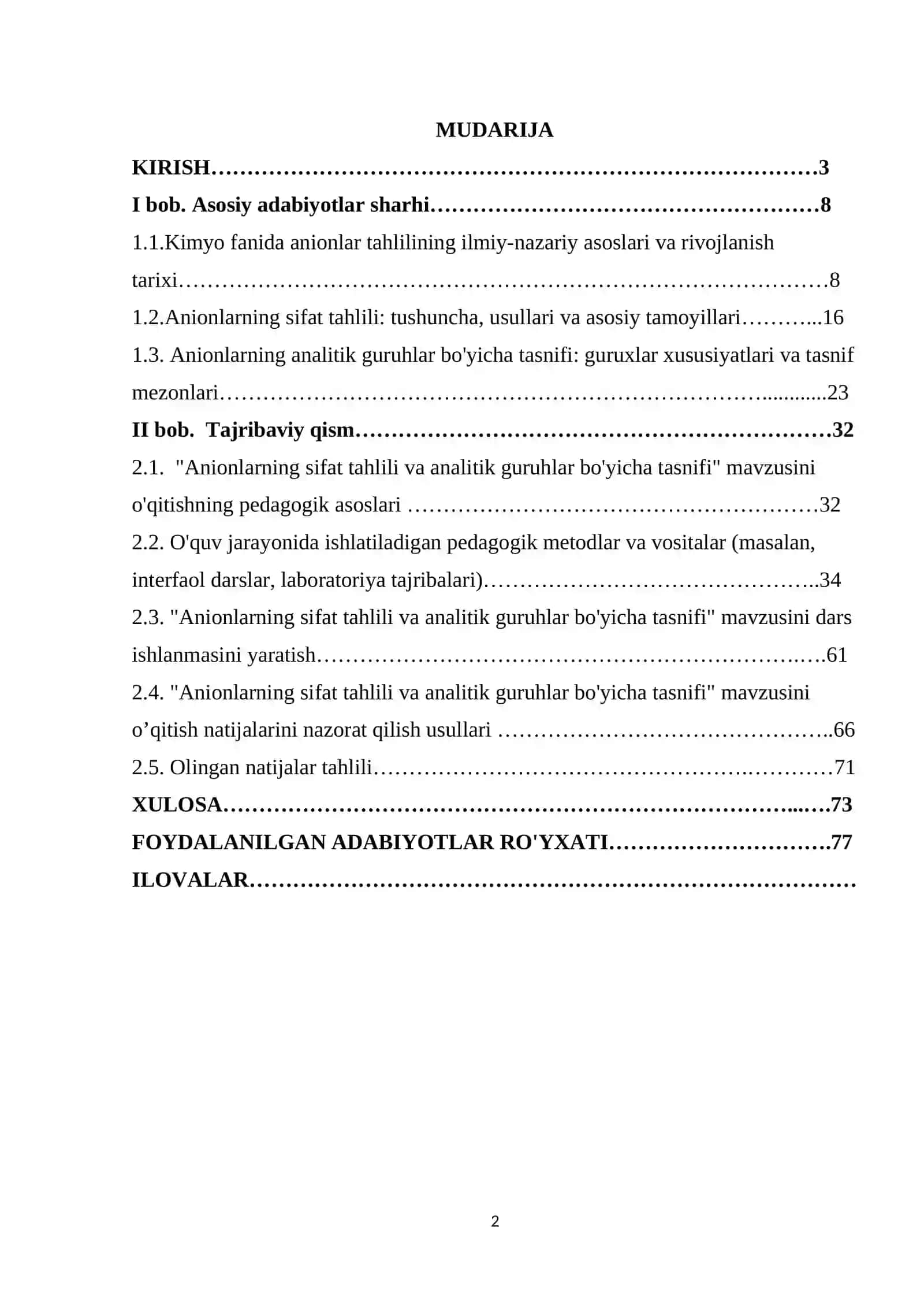 Anionlarning sifat tahlili va analitik guruhlar bo‘yicha tasnifi 2