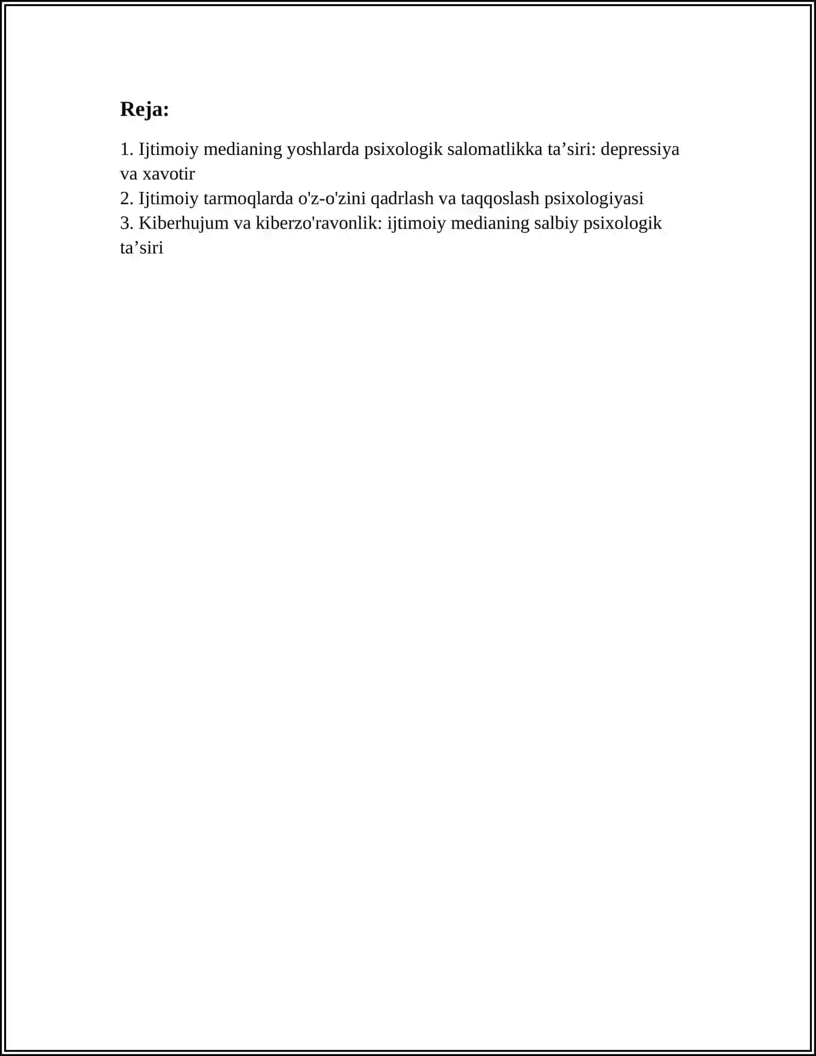 IJTIMOIY MEDIANING IJOBIY VA SALBIY TA’SIRI (PSIXOLOGIK, IQTISODIY, MADANIY JIHATLAR) 2