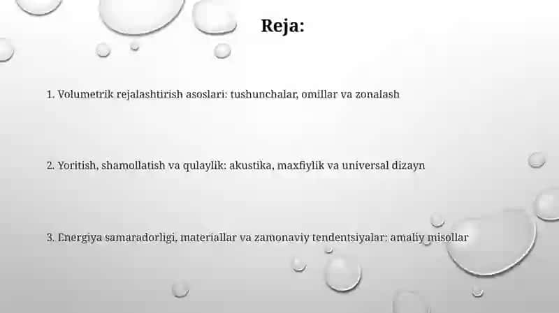 Turar-joy binolarini xajmiy-rejaviy yechimlarini tamoyillari 2