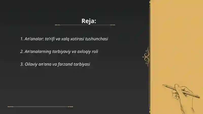 An'analar - xalq xotirasidir(tarbiya fani asosida dars ishlanma) 2