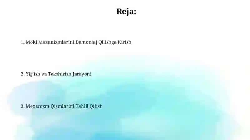 Moki mexanizmlarini boʻlaklarga ajiratish 2