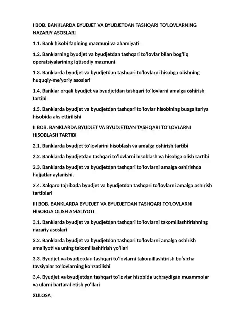 Banklarning byudjet va byudjetdan tashqari to‘lovlarini hisoblash va hisobga olish 2