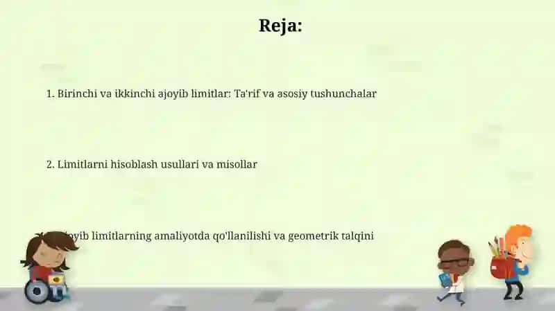 Birinchi va ikkinchi ajoyib limitlar 2