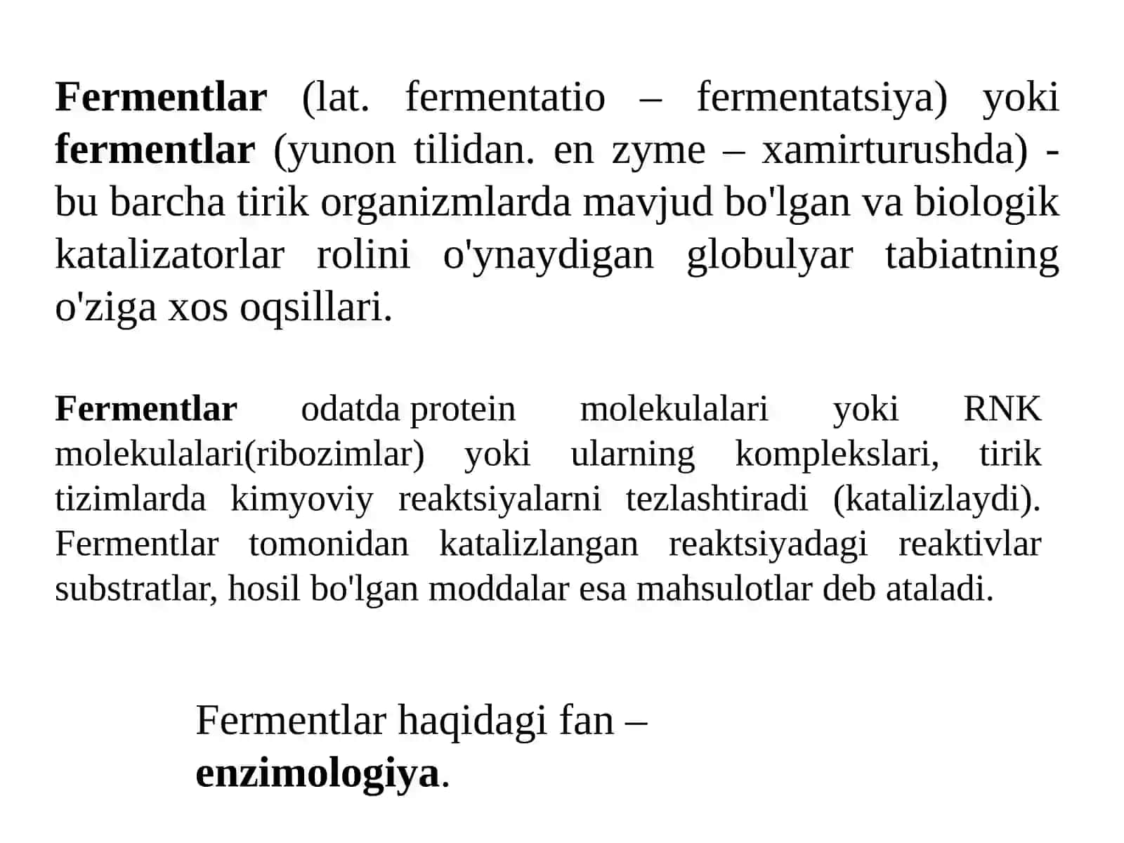 Fermentlar va ularning klassifikasiyasi 2