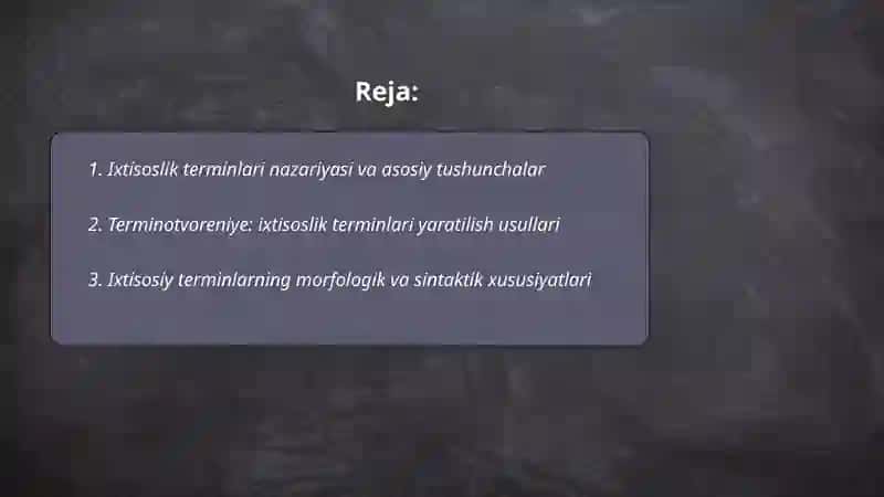 Ixtisoslik terminlari ustida ishlash 2