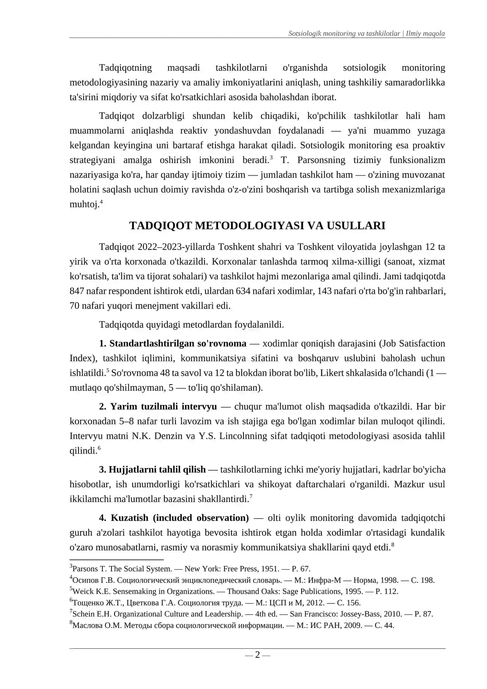 TASHKILOTLARNI O'RGANISHDA SOTSIOLOGIK MONITORING O'RNI VA ROLI 2