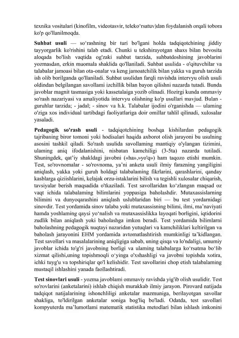 Kasb ta’Iimining ilmiy tadqiqot metodlari 2