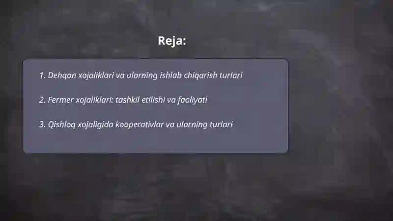 Respublikamizda qishloq xojaligi ishlab chiqarish shakllari va ularning faoliyat olib borish turlari 2