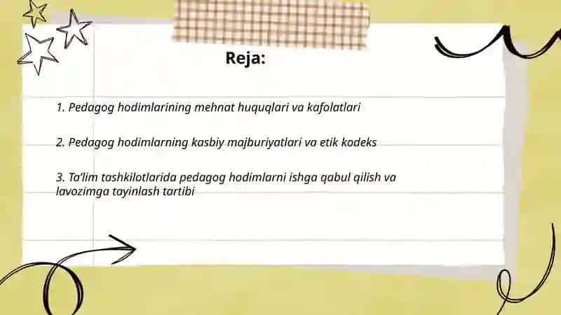 Pedagog hodimlarining mehnat huquqlari va kafolatlari 2