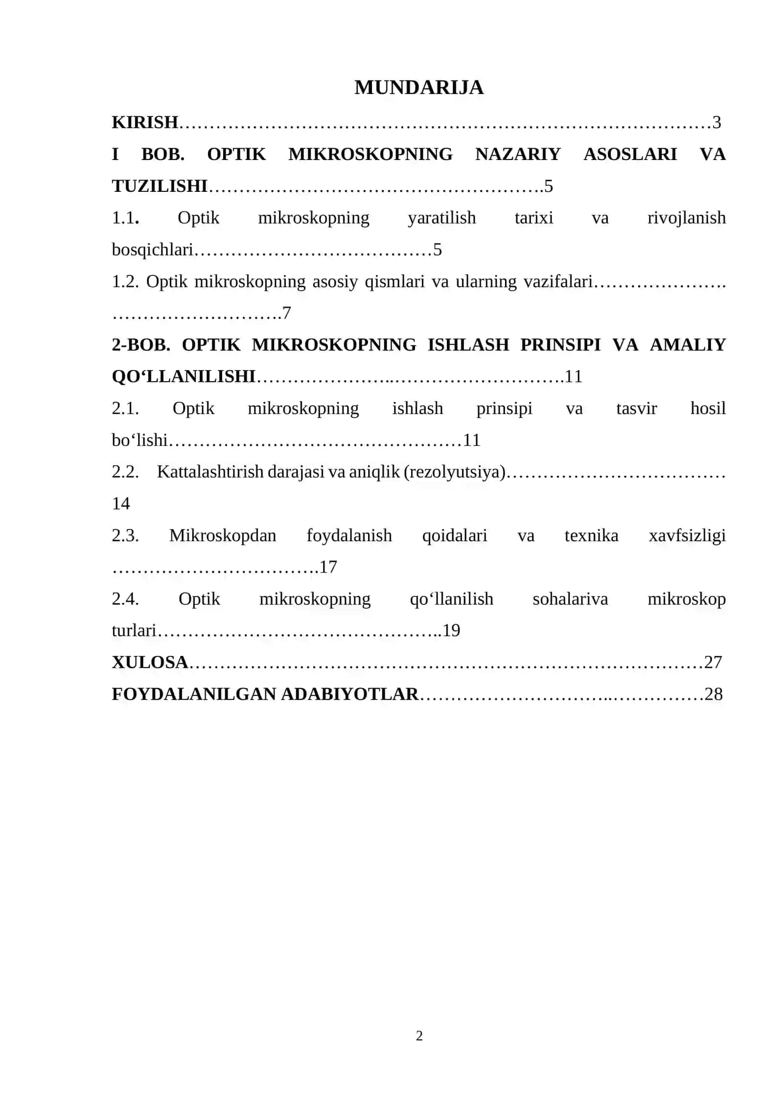 Optik mikroskopning tuzilishi va ishlash prinsipi 2