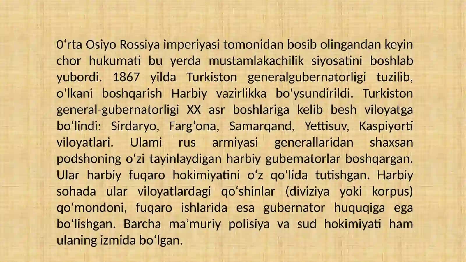 Turkiston General-Gubernatorligining Siyosiy va Hududiy Bo‘linishi 2