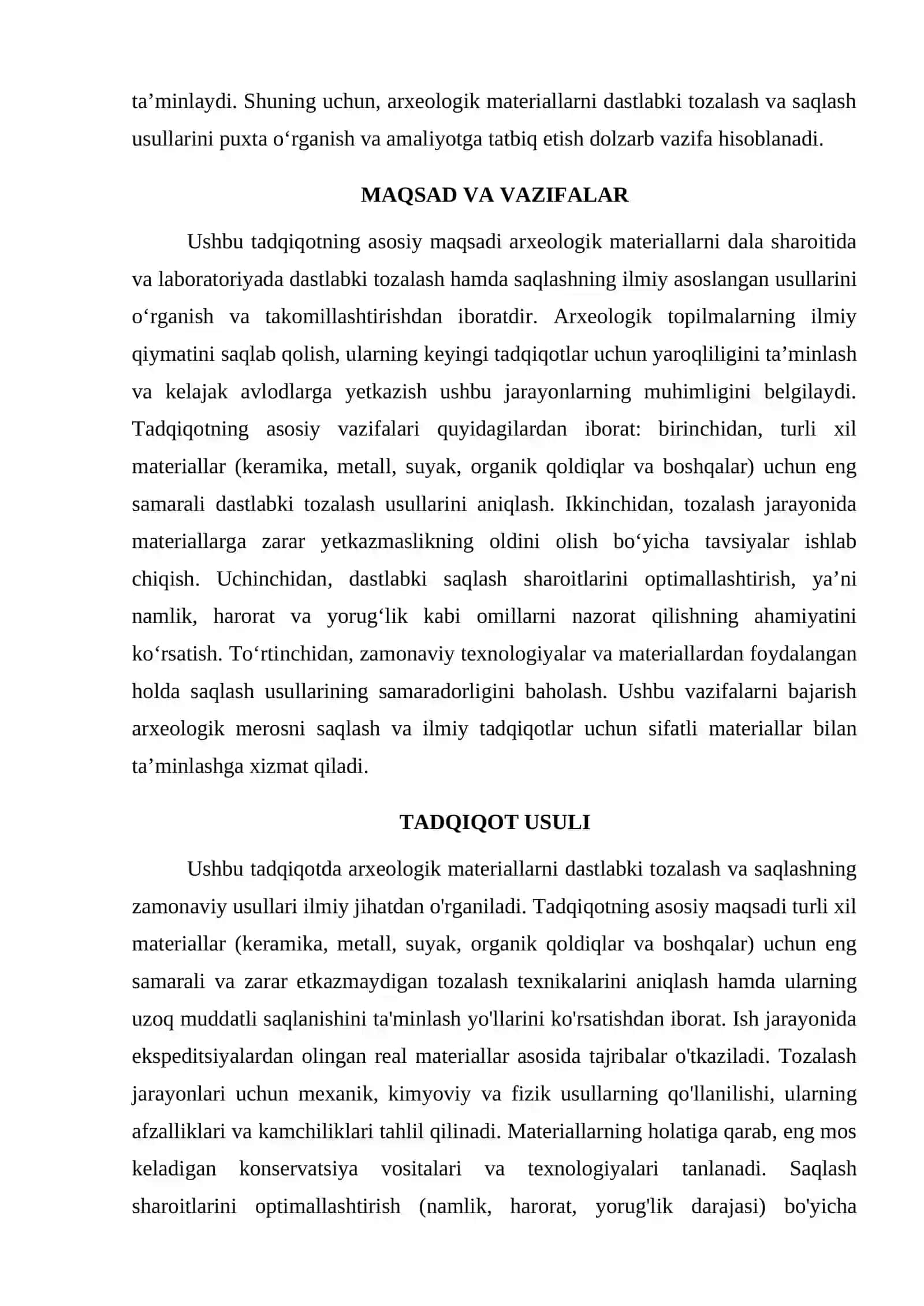 ARXEOLOGIK MATERIALLARNI DASTLABKI TOZALASH VA SAQLASH USULLARI 2