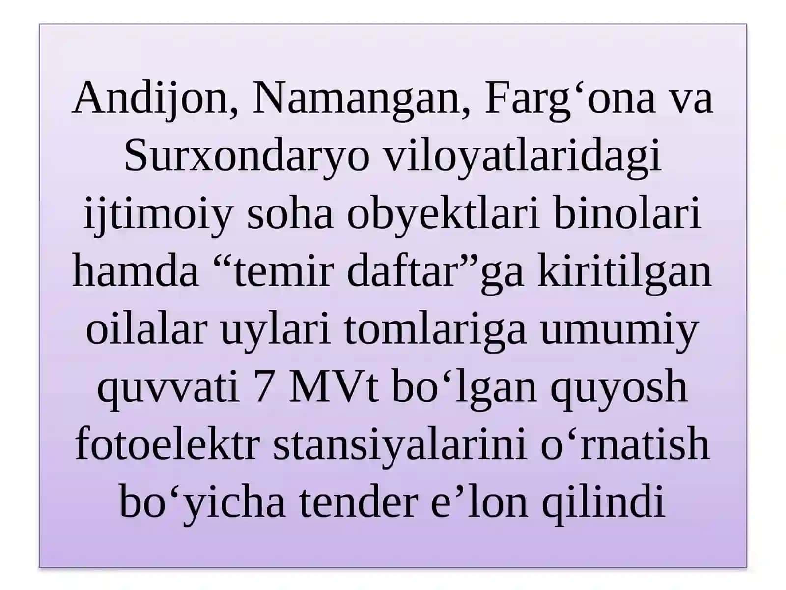 Quyosh fotoelektr stansiyalarini o'rnatish 2