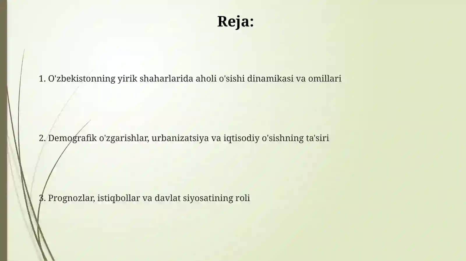 OʻZBEKISTON yirik va katta shaharlari aholisining oʻsishi dinamikasini chizmada tasvirlash 2