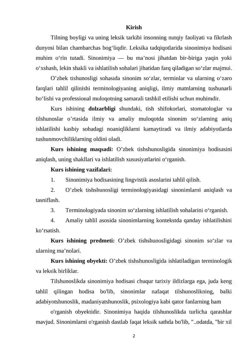 O’ZBEK TISHUNOSLIGIDA SINONIMIYA HODISASINING O’RGANILISHI 2