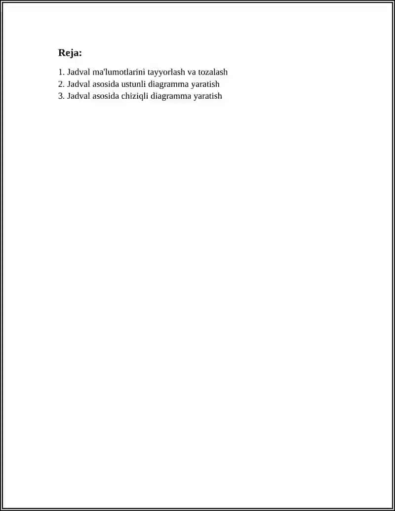 JADVAL ASOSIDA BIROR DIAGRAMMA YASATISH 2