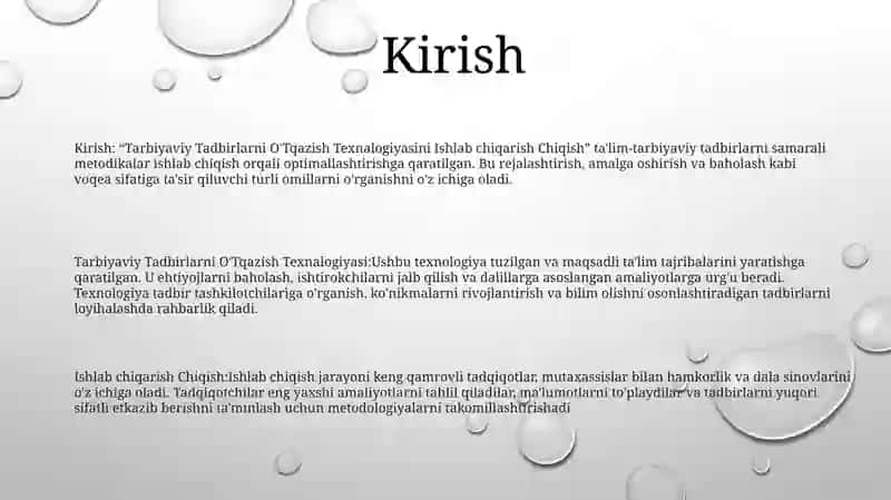 Tarbiyaviy Tadbirlarni O'Tkazish Texnalogiyasi 2