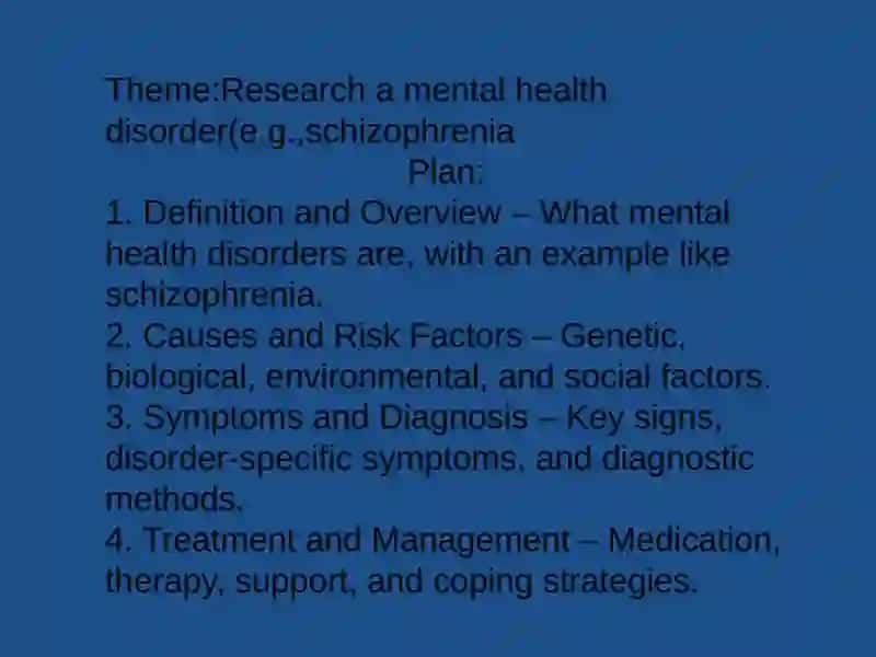 Research a mental health disorder(e.g.,schizophrenia) 2