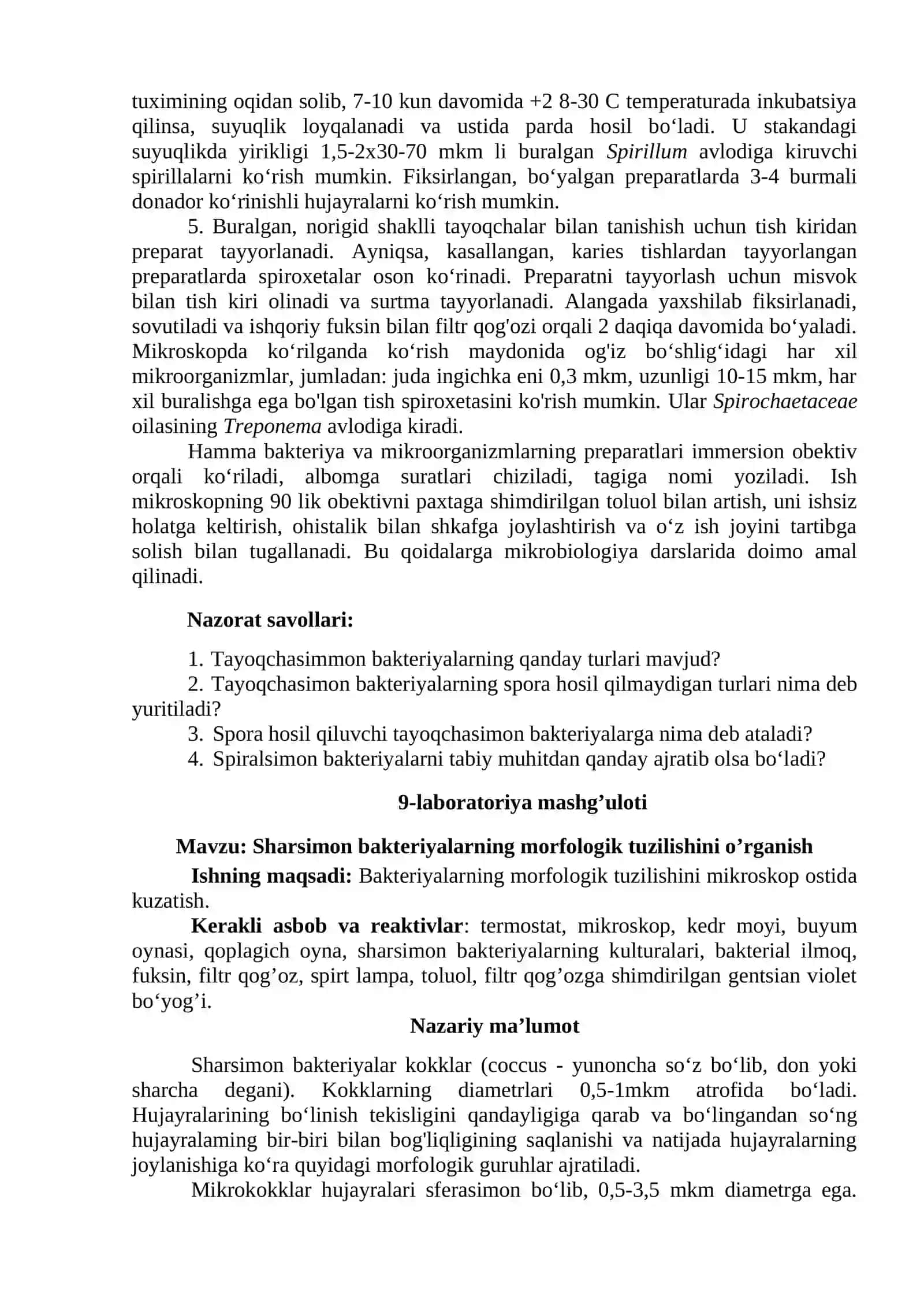 Tayoqchasimon bakteriyalarning morfologik tuzilishini o’rganish 2